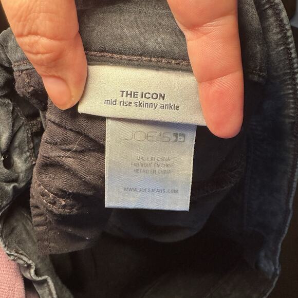 Joe's Jeans Black The Icon Mid Rise Skinny Ankle Jeans - Picture 4 of 5